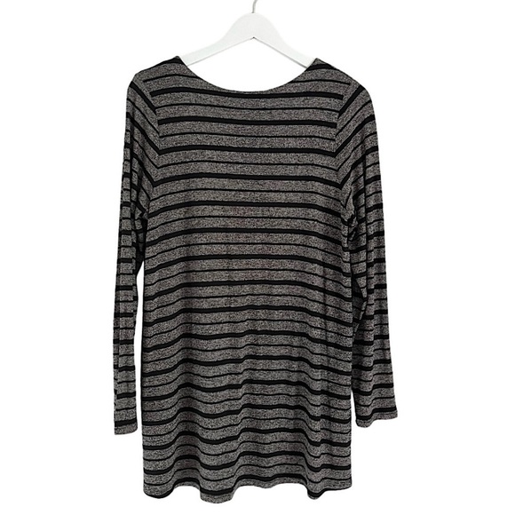 NWT J. Jill Wearever Collection Striped Tunic Top Black Grey Women’s Size Medium - Picture 1 of 9